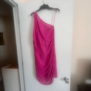 Sincerely Jules Pink One-Shoulder Midi Dress